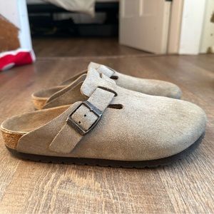 Suede Birkenstock Boston Clogs